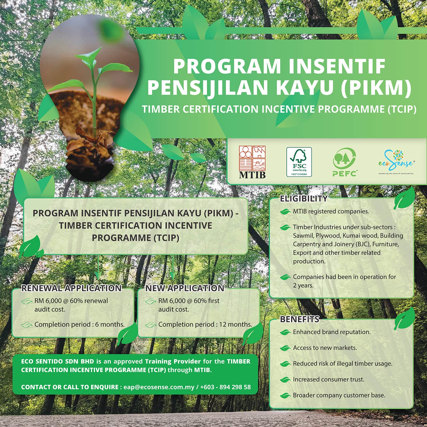 Eco Sentido Sdn. Bhd. Approved as Training Provider for Timber Certification Incentive Programme (TCIP)